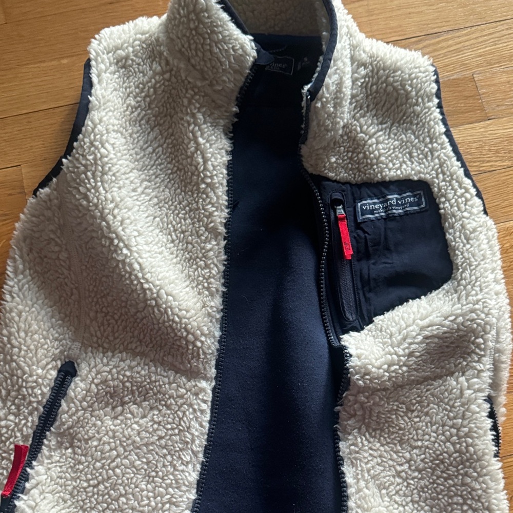 Vineyard Vines Kids' Navy and Cream Fleece Vest